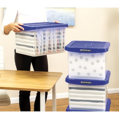Bankers Box Heavy Duty Locking File Totes, Letter/Legal Size, Blue/Clear (0086201)