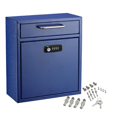 AdirOffice Indoor/Outdoor Wall Mounted Drop Box, Blue (631-05-BLU-KC)