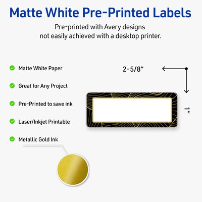 Avery Laser/Inkjet Rectangle Multipurpose Labels, 1 x 2-5/8, White, 160/Pack (S00ETF)