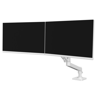 Ergotron LX Pro Adjustable Dual Desk Monitor Direct Arm, Up to 27, White (45-684-290)