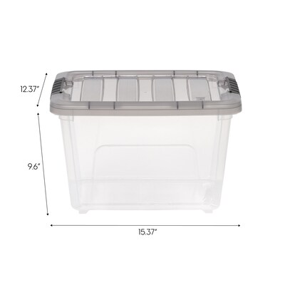 Iris 19 Quart Stack and Pull Plastic Latching Storage Bin, Clear, 5/Pack (500144)