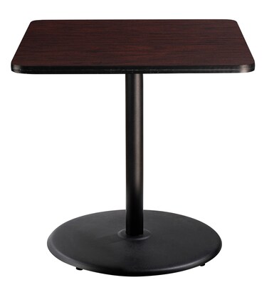 NPS CT Series 36 Square 36 Height Cafe Table, Round Base, Black Frame/Mahogany Top (CT33636RCPBTMMY)