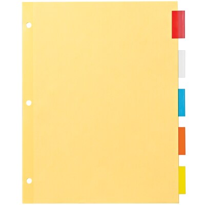 Office Essentials Insertable Paper Dividers, 5 Tabs, Multicolored (11465)