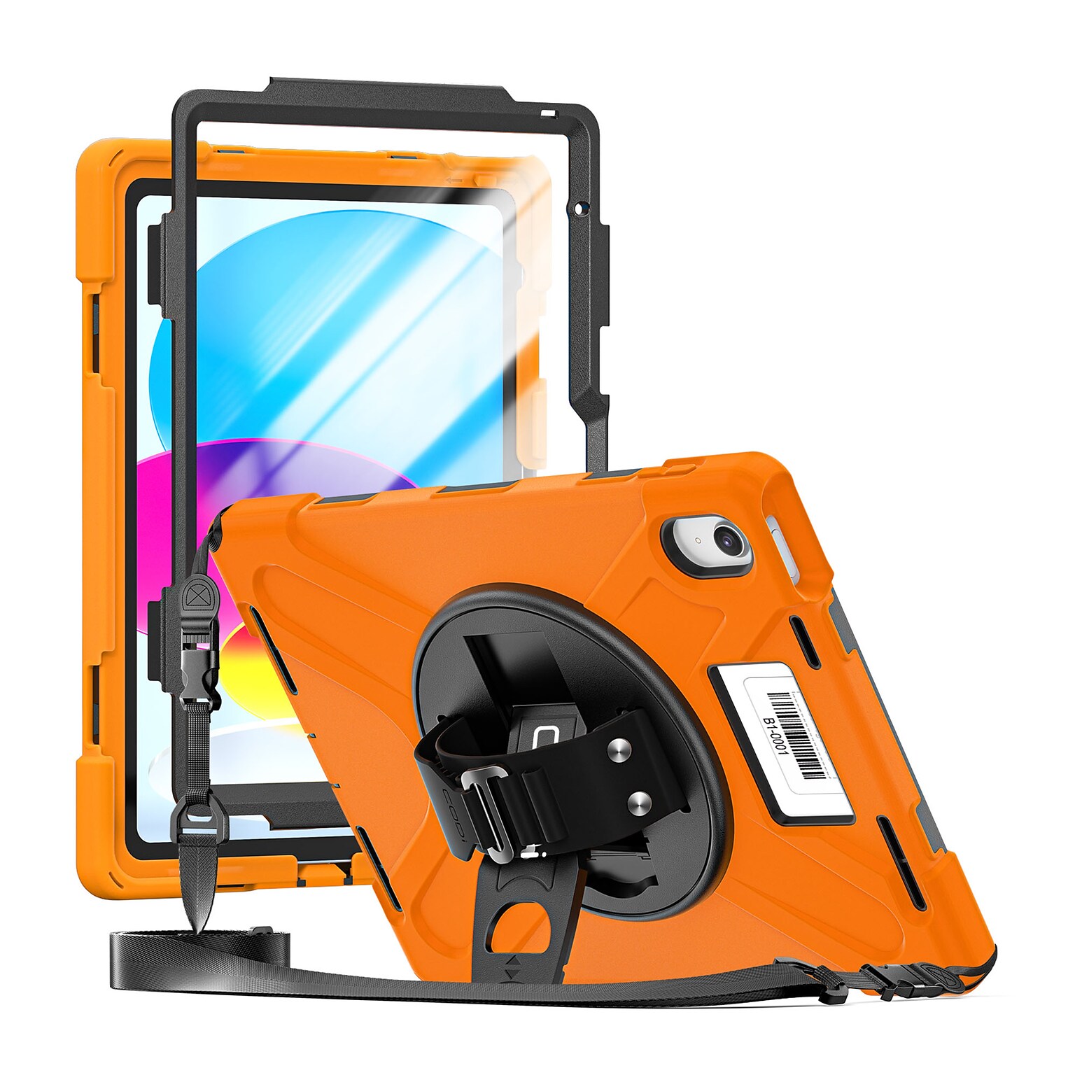 CODi Rugged iPad 11 (A16/11th Gen) & iPad 10.9 (10th Gen) Case with Integrated Screen Protector, Orange (C30705069IS)