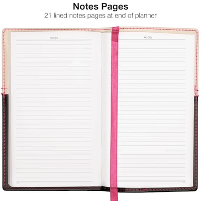 2027 Excello Brands 3.5" x 6" Weekly & Monthly Standard Planner, Paperboard Cover, Pink/Black (PKT-CY27-PK-PEN)
