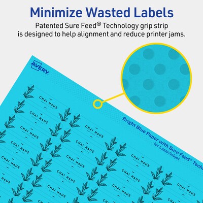 Avery Rectangle Multipurpose Labels, 0.5" x 1.75", Bright Blue, 4800/Box (94204)