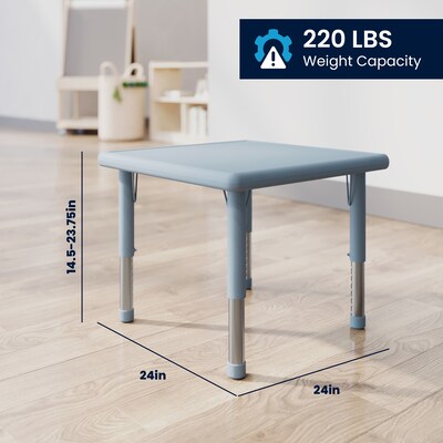 Flash Furniture Wren Square Activity Table, 24" x 24", Height Adjustable, Dusty Blue (YUYCX0022SQRDTB)