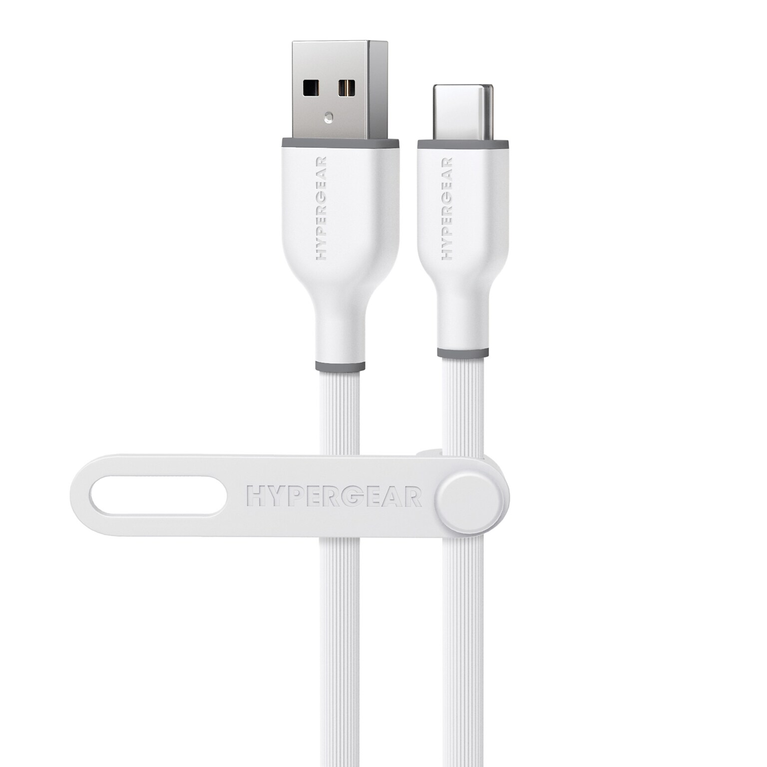 HyperGear Flexi Pro USB-A to USB-C Soft-Touch Silicone Charge and Sync Cable, 10 ft., White (15911)