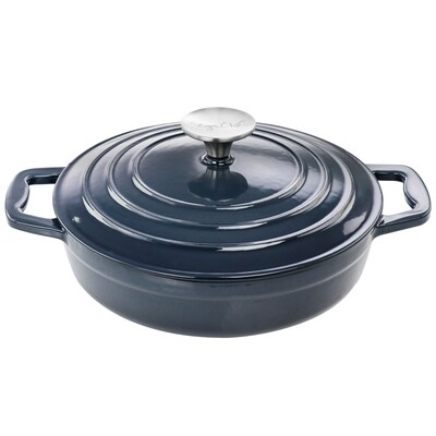 MegaChef Cast Iron 2 Quart Dutch Oven, Dark Blue (936119981M)