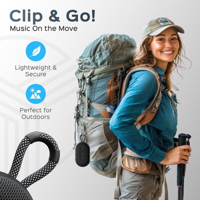 TREBLAB HD-Go Ultra Portable Hand Held Speaker with Clip, Waterproof, Black