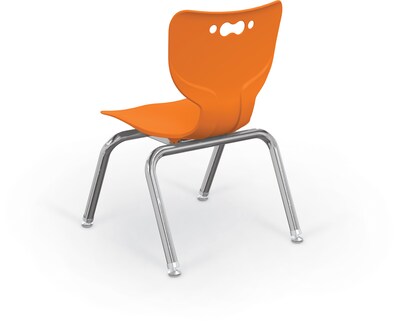 MooreCo 12" Hierarchy Student Chair with 4 Legs, Orange/Chrome Base (703673595346)