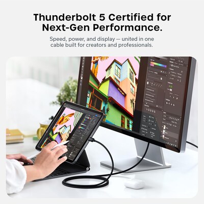 Satechi Pro 3.28 ft. USB C to USB C Thunderbolt Charging Cable, Black (ST-YTB5100K)