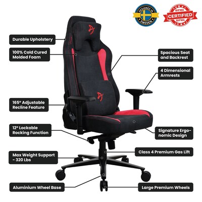 Arozzi Vernazza Supersoft Ergonomic Racing Gaming Chair, Black/Red (VERNAZZA-SPSF-RED)