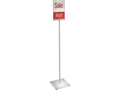 Azar Sign Holder, 8.5" x 11", Horizontal, Freestanding, Clear/Silver Acrylic (300863)