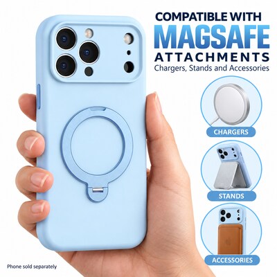 SaharaCase MagSafe Silicone Phone Case for iPhone 18 Pro Max, 360-Degree Kickstand, Wireless Charging, Light Blue (CP01188)