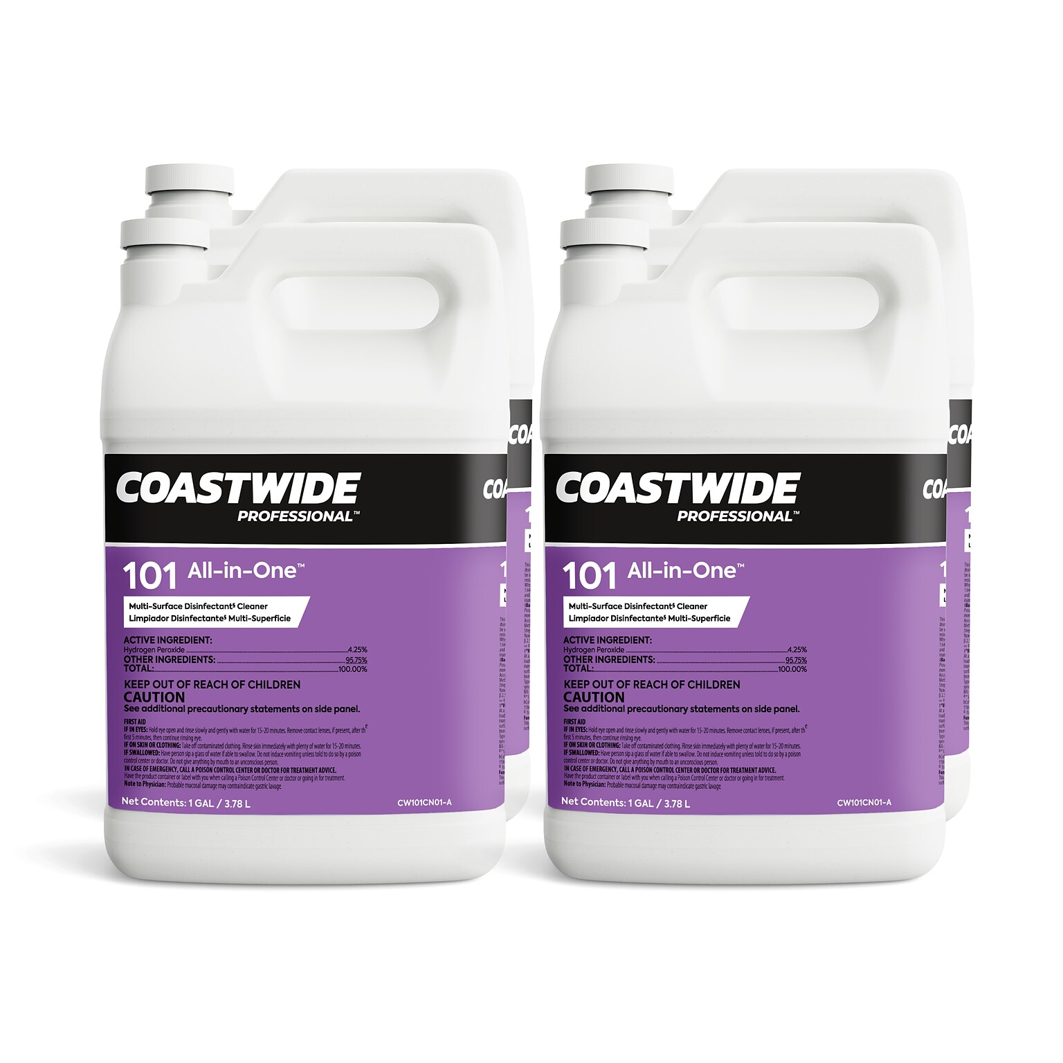 Coastwide Professional All-in-One Peroxide Disinfectant, 1 Gallon, 4/Carton (CW044CN01-A)