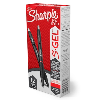 Sharpie S-Gel Retractable Gel Pen, Medium Point, Red Ink, Dozen (2096158)