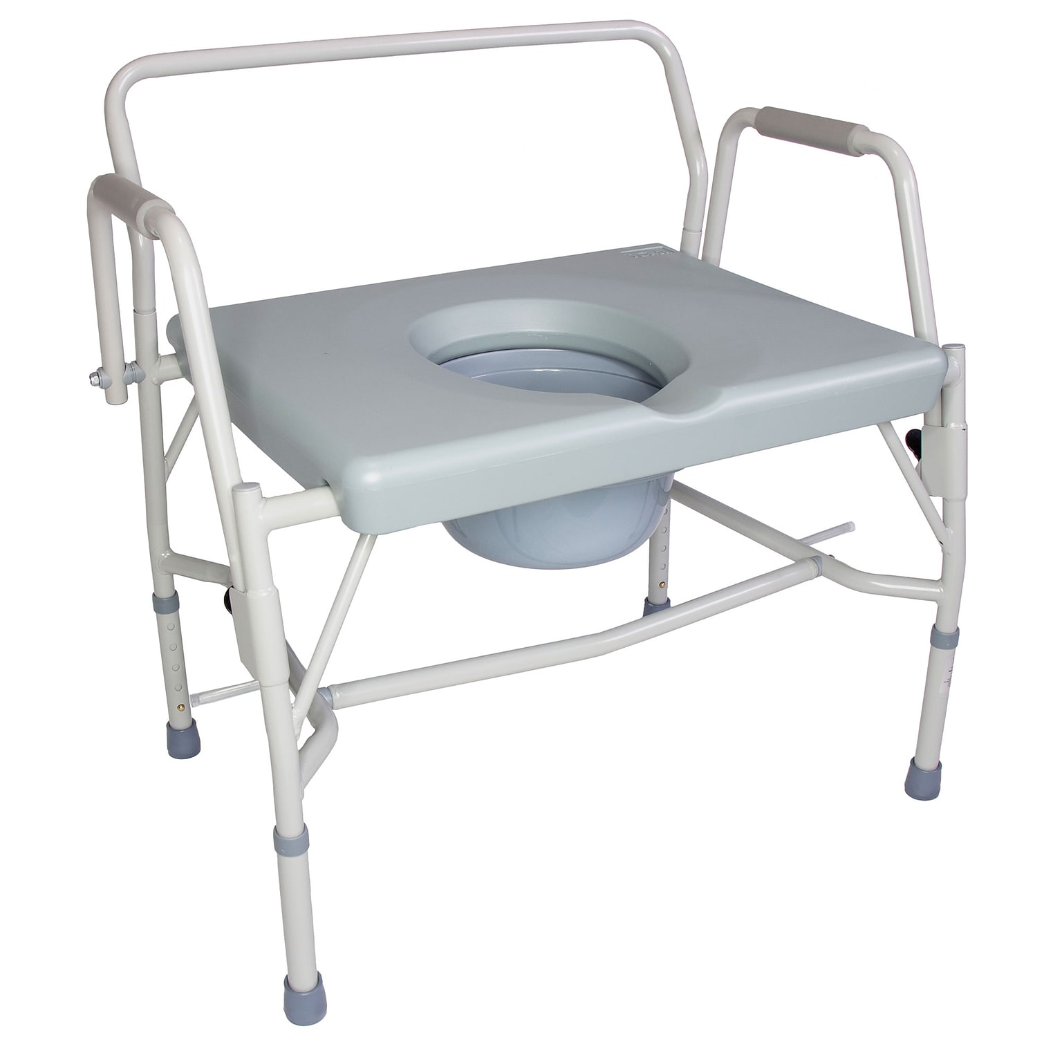 DMI Heavy Duty Bariatric Bedside Commode, Drop-Arm, Back Bar, Steel Frame, Grey (802-1204-0300)