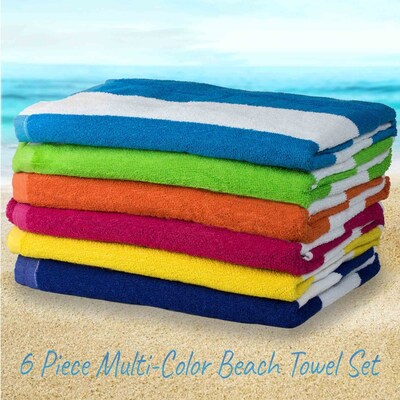 Copa Cabana Stripe Cotton Beach Towel Set - (6 Pk Multi)
