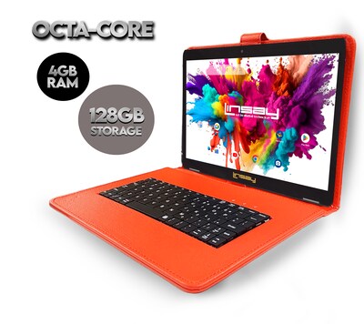 Linsay Octa Core 10.1 Tablet, 4GB RAM, 128GB Storage, Android 13, Bundled with Red Style Keyboard a