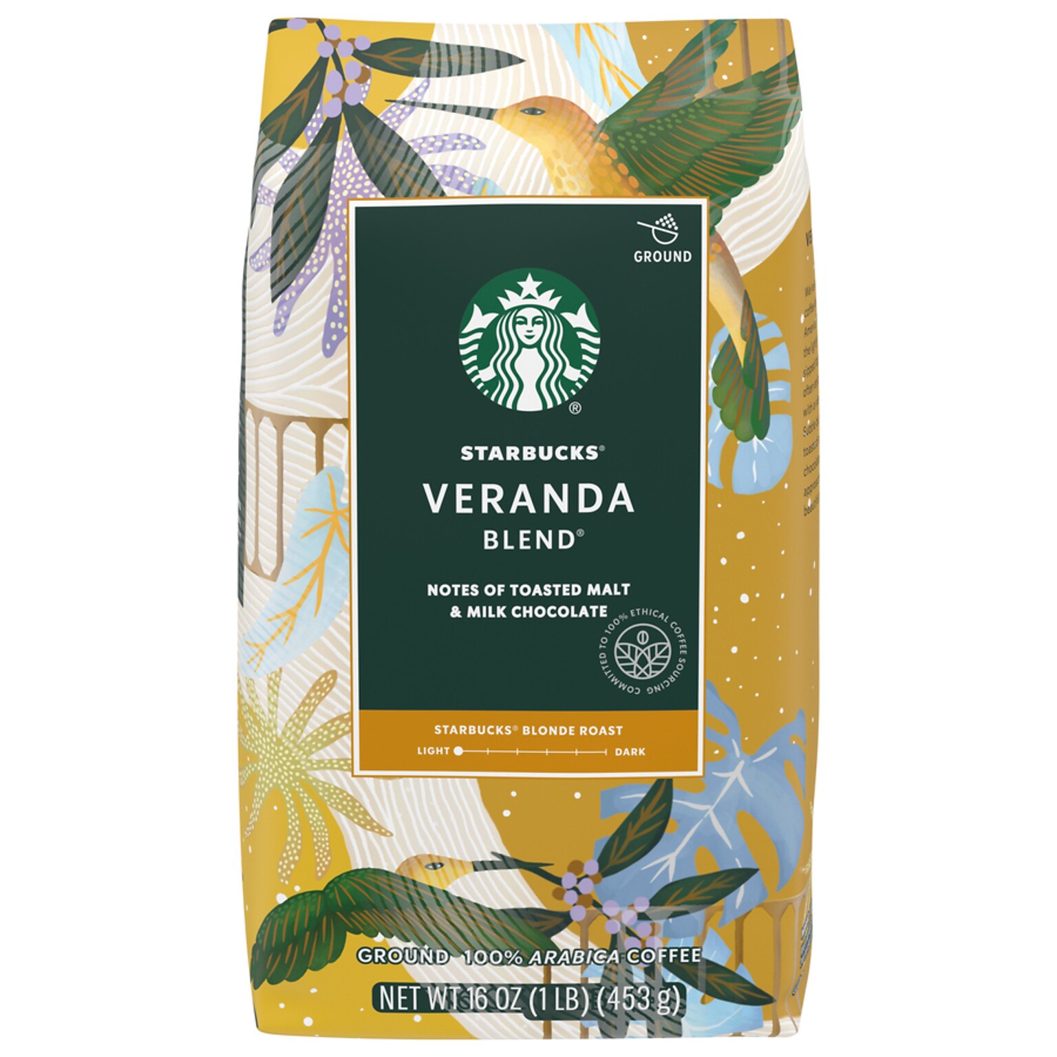 Starbucks Veranda Blend Ground Coffee, Blonde Roast, 16 oz. (11019631)