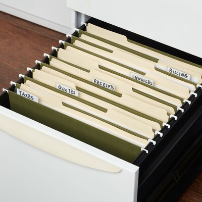 Quill Brand® Reinforced 5-Tab Box Bottom Hanging File Folders, 1" Expansion, Letter Size, Dark Green, 25/Box (730050)