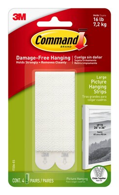 Command Large Picture Hanging Strips, White, 4 Pairs, 8 Command Strips (17206-ES)