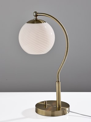 Adesso Swirl Incandescent Desk Lamp, 21.6"H, Antique Brass/White (3259-21)