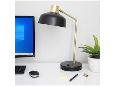 V-Light LED Desk Lamp, 20"H, Gold/Black Matte Metal (SV210815HB)