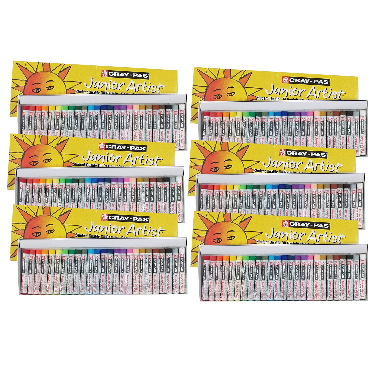 Sakura Cray-Pas Junior Artist Oil Pastels, Assorted Colors, 25/Set, 6 Sets/Bundle (SAKXEP25-6)