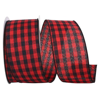 JAM Paper Ribbon, Candy Apple Red/Black Buffalo (52640348879)