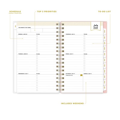 2026-2027 Blue Sky Day Designer Floral Cream 3 x 6 Academic Year Weekly & Monthly Planner, Plastic Cover (161399)