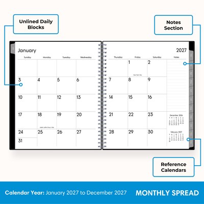 2027 Blue Sky 8 x 10 Monthly Planner, Black (160970)