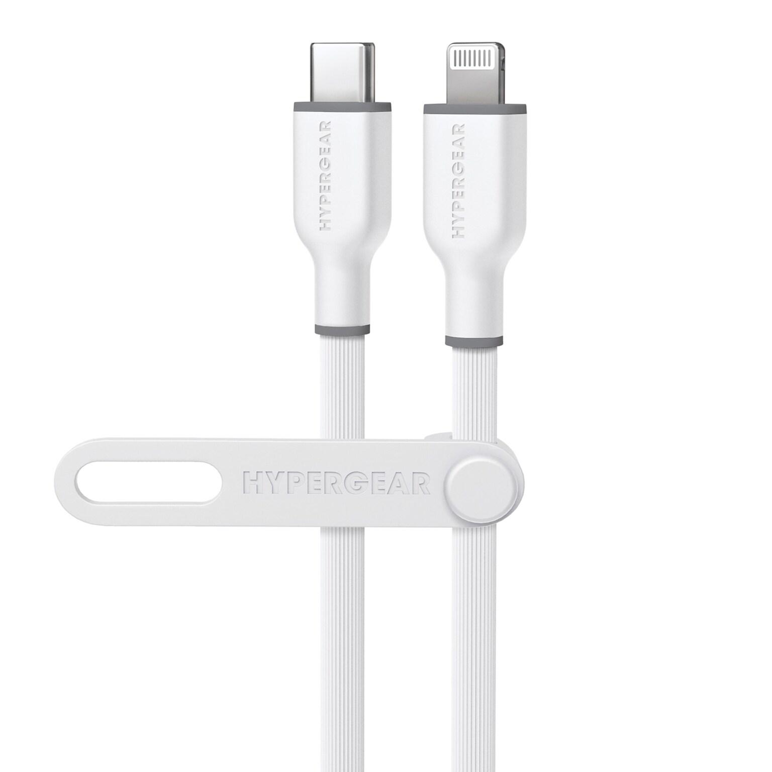 HyperGear Flexi Pro USB-C to Lightning Soft-Touch Silicone Fast Charge and Sync Cable, 10 ft., White (16007)
