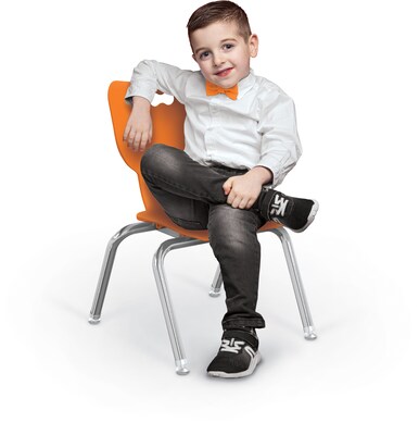 MooreCo 12 Hierarchy Student Chair with 4 Legs, Orange/Chrome Base (703673595346)