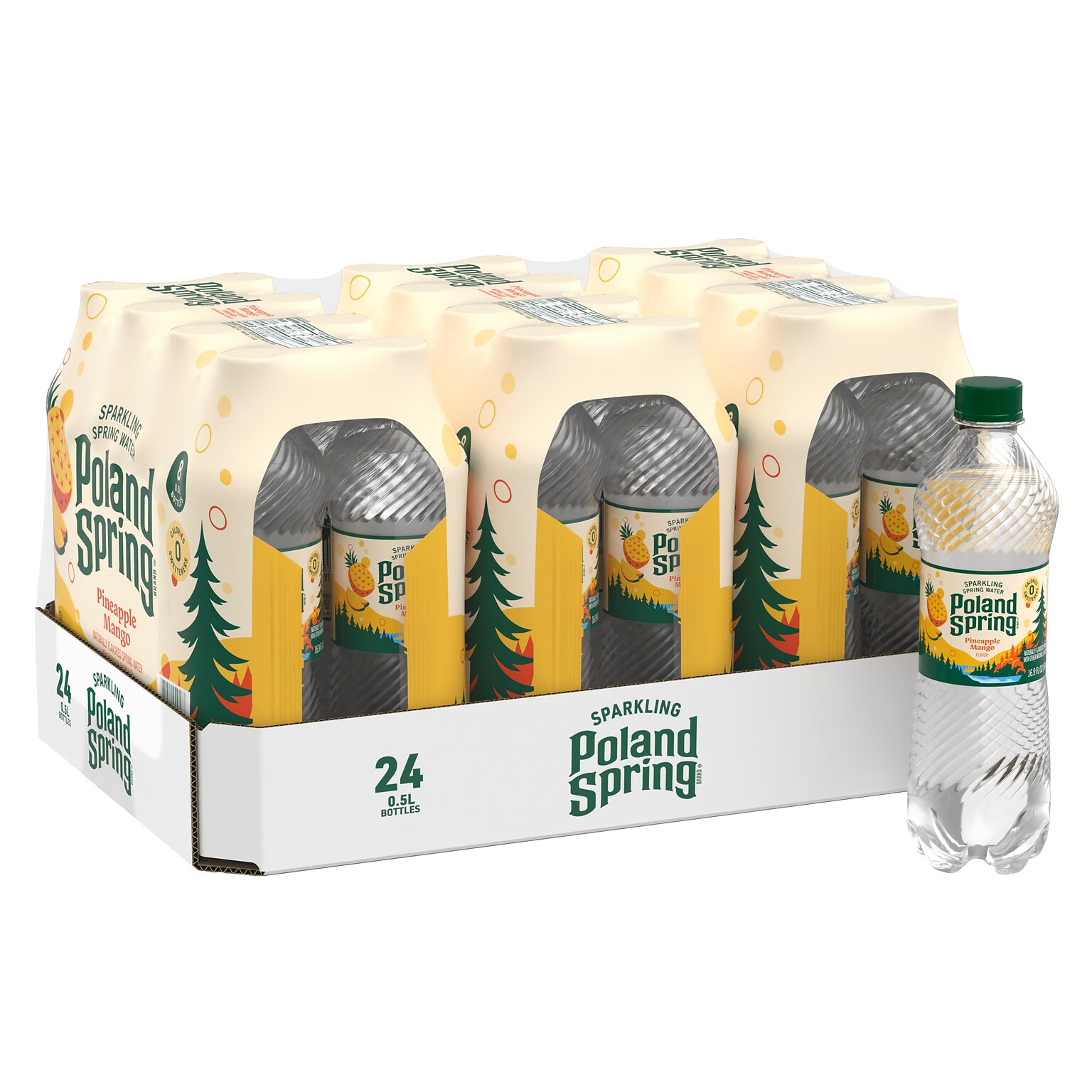 Poland Spring Pineapple Mango Sparkling Purified Water, 16.9 oz., 24/Carton (19991128)