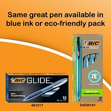 BIC Glide Retractable Ballpoint Pen, Medium Point, Black Ink, Dozen (14347/VCG11BK)