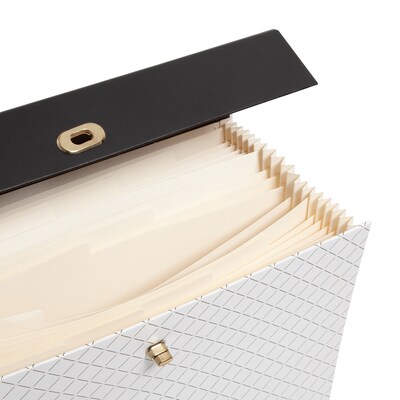 U Brands Modern Noir Premium Pressboard Accordion File, 19 Pocket, Letter Size, Black/White (2201U02-06)