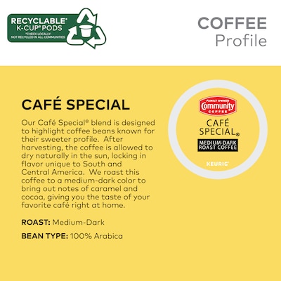 Community Coffee Cafe Special Coffee, Keurig K-Cup Pod, Medium-Dark Roast, 96/Carton (5000374325CT)