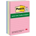 Post-it Greener Recycled Notes, 4 x 6, Sweet Sprinkles Collection, Lined, 100 Sheet/Pad, 5 Pads/Pa