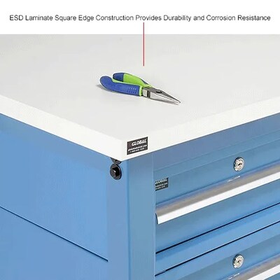 Global Industrial ESD Laminate Production Workbench, 72"W x 36"D, Blue (319343BL)