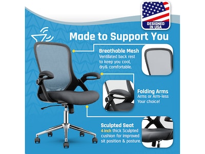 Click365 Ergonomic Fabric/Mesh Swivel Task Chair, Gray (CCHR10003B)