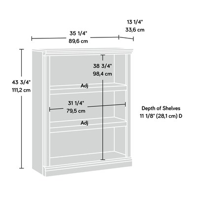 Sauder Select 44"H 3-Shelf Bookcase, Chalked Chestnut (423032)