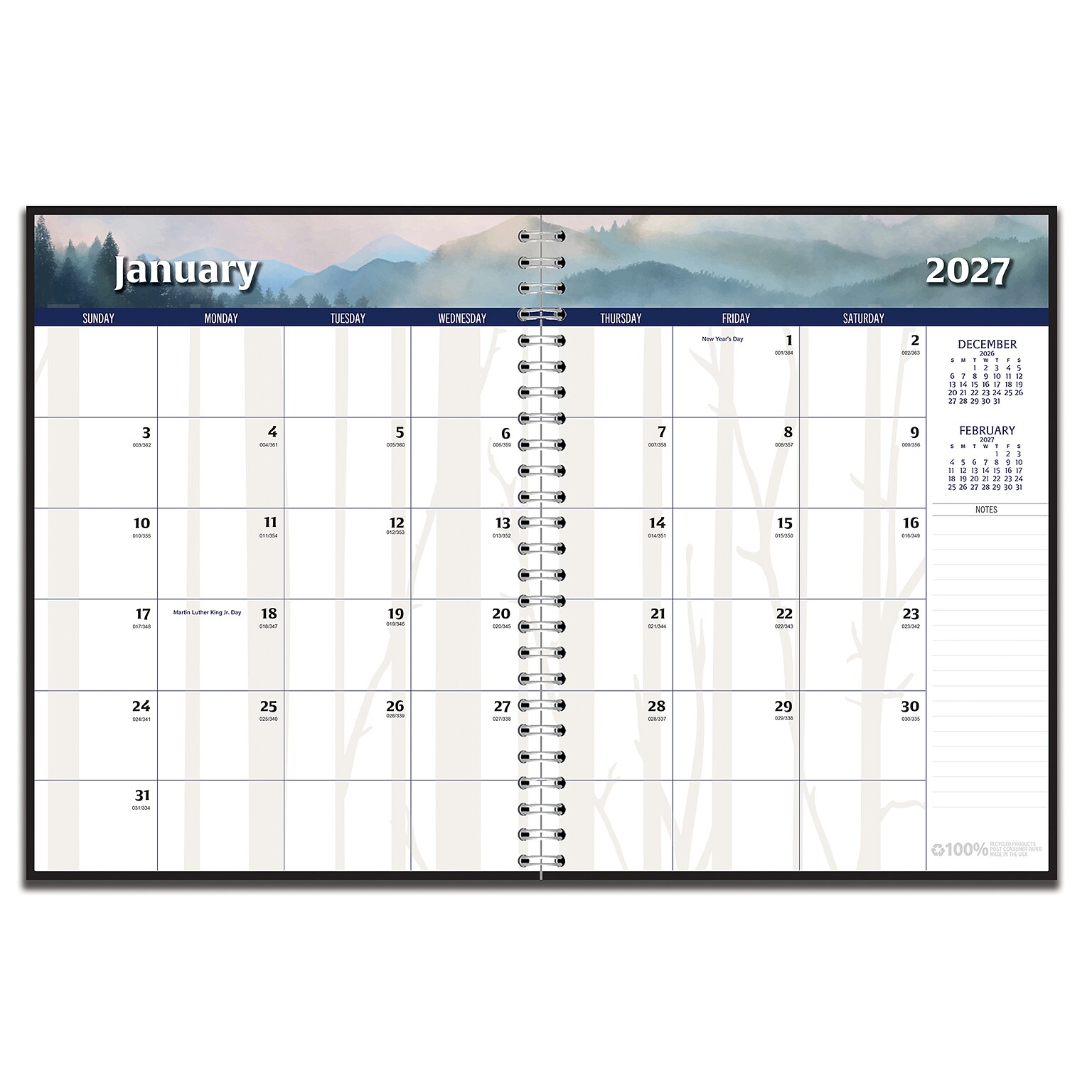 2027 House of Doolittle 11 x 8.5 Monthly Standard Planner, Faux Leather Cover, Black (25002-27)