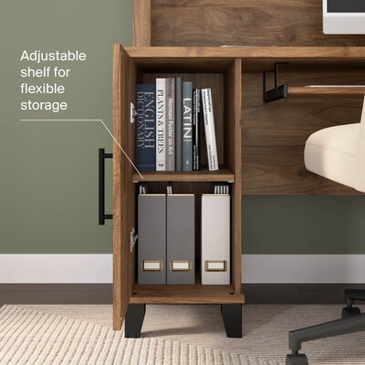 Bush Home Somerset 60" W L Shaped Computer Desk with Hutch, Fresh Walnut (SET002FW)