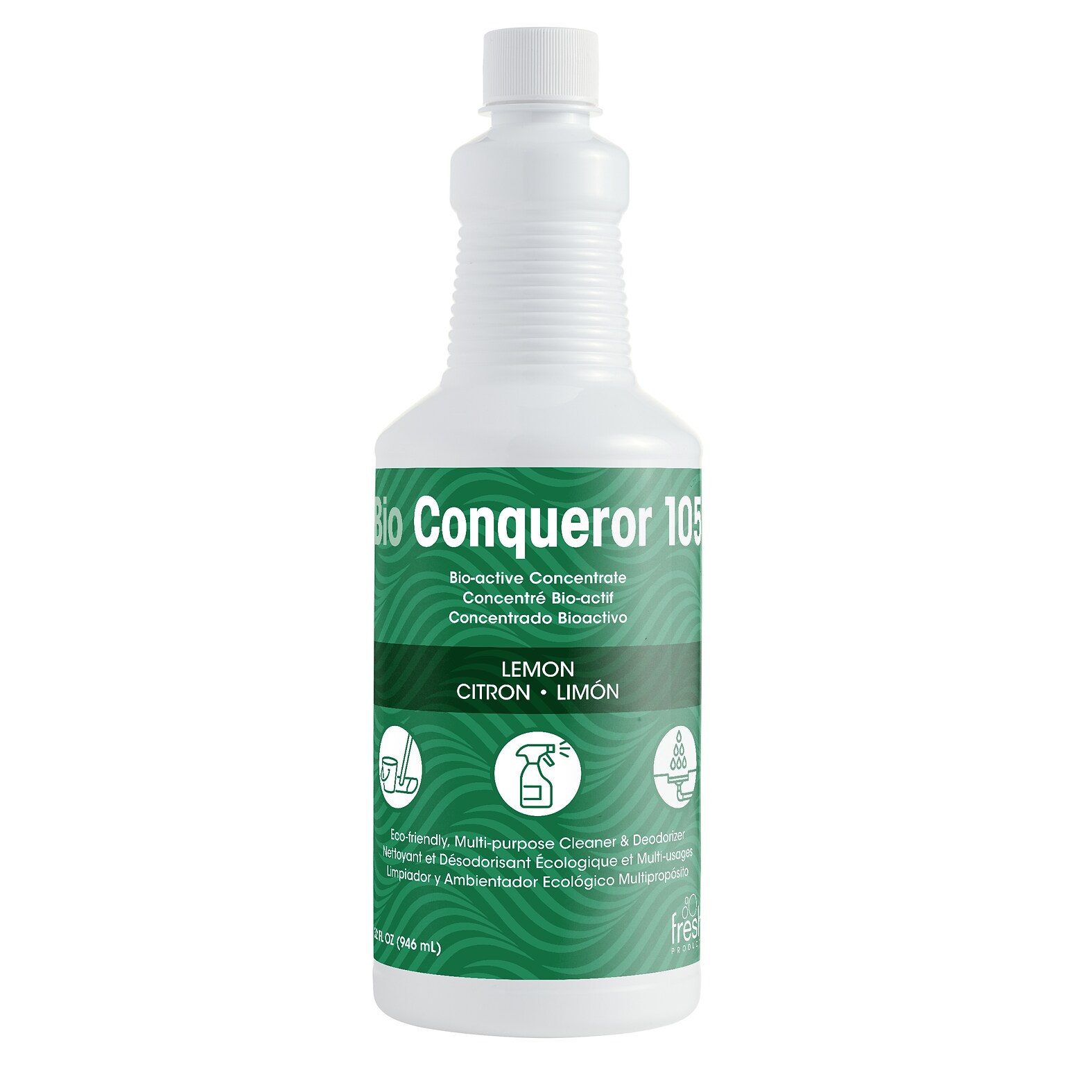 Fresh Products Bio Conqueror 105 Liquid Multi-Purpose Cleaner & Deodorizer, Lemon Scent, 32 oz. (105Q-F-000I012M-22)