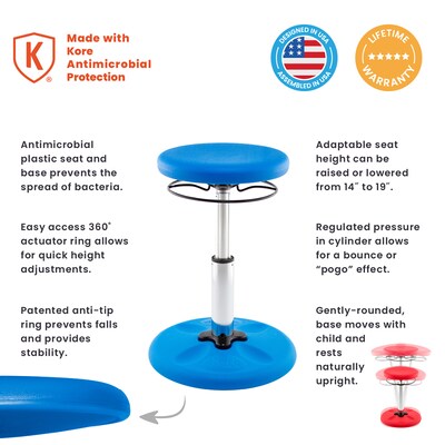 Kore Design Kids Adjustable Standard Wobble Chair 14" to 19", Blue (KD-3101)