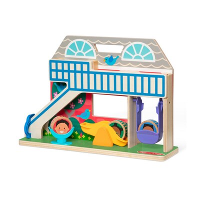 Melissa & Doug GO Tots Wooden Schoolyard Tumble with 4 Disks, Multicolored (30739)