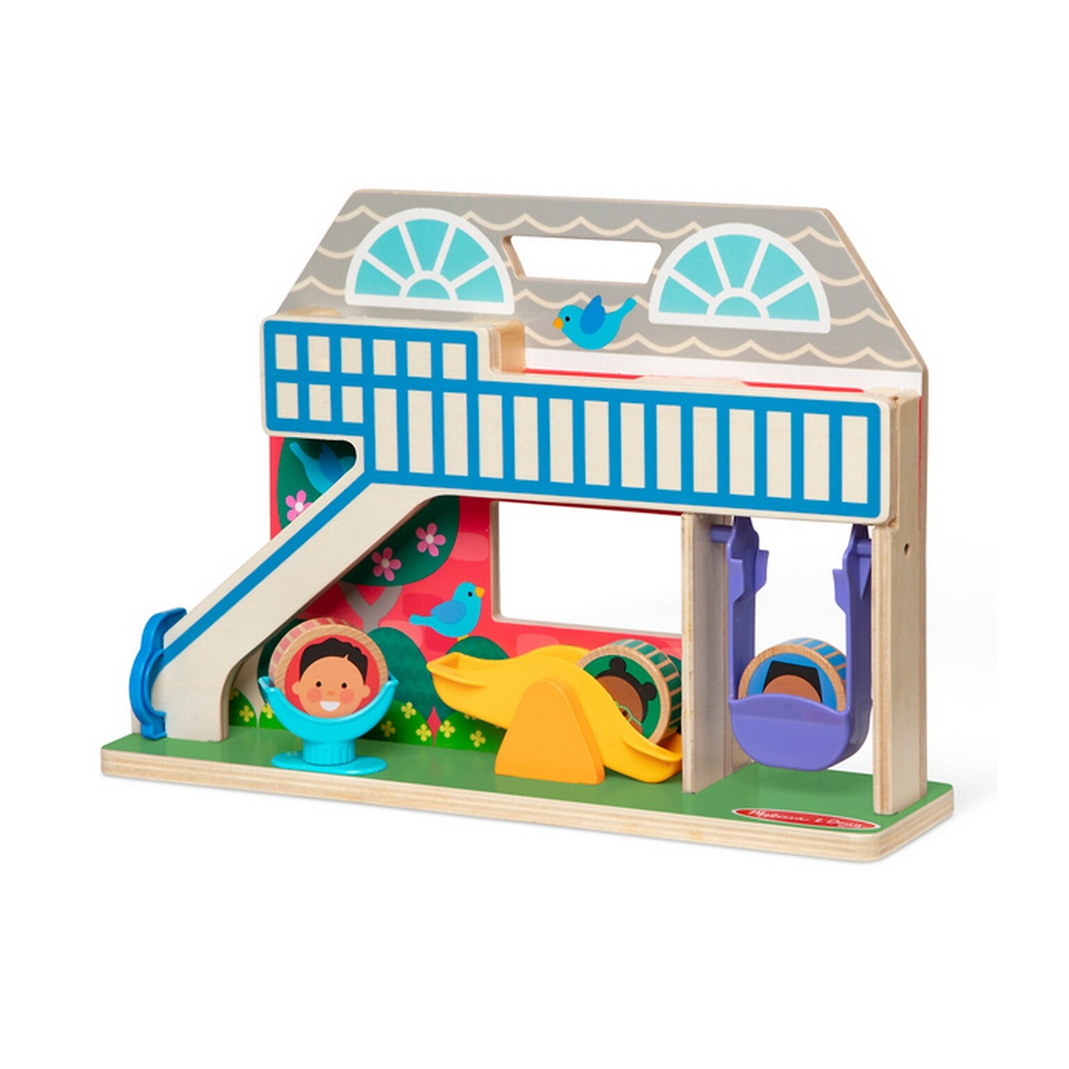 Melissa & Doug GO Tots Wooden Schoolyard Tumble with 4 Disks, Multicolored (30739)