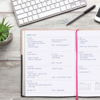 2027 Excello Brands 8" x 10" Weekly & Monthly Standard Planner, Paperboard Cover, Pink/Black (PKT-CY27-810-PK)